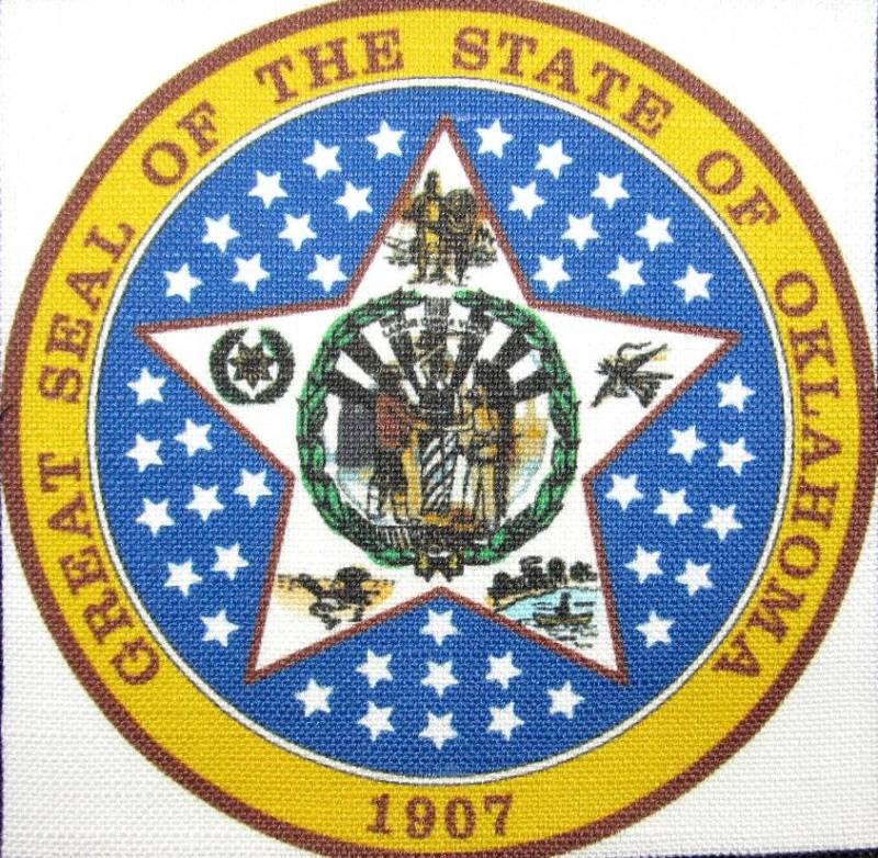 Oklahoma State Seal - Weste, Tasche, Rucksack, Jacke Gedruckter Aufnäher Aufnähen Zeigen Sie Ihre Reisen An von DaddyoFattyo