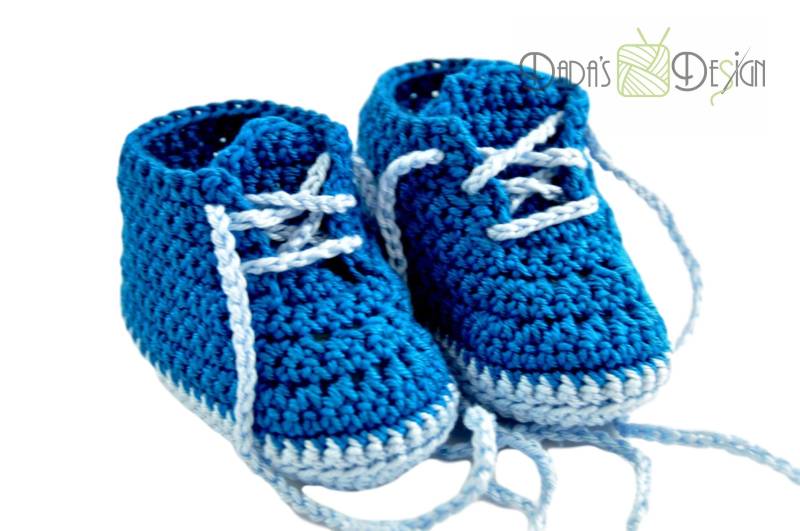 Babyschuhe Gehäkelt Blau - Hellblau Gr. Ca 15 von DadusDesign