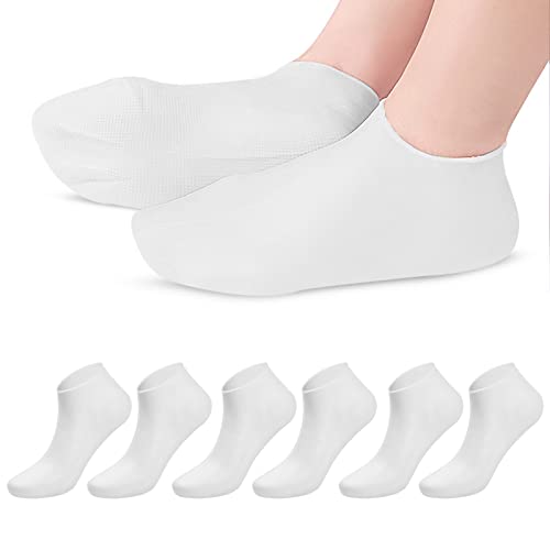 3 Paare Feuchtigkeitsspendende Socken, SEBS Fußpflege-Socken Für Männer und Frauen, Gel Socken für Schwielen Trockene Harte Rissige Füße Knöchel Ferse (Weiß) von Daelesr