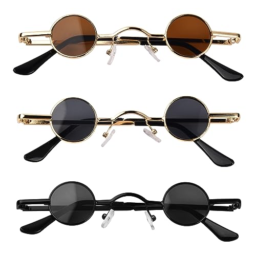 Daelesr 3 Stück Kinder Sonnenbrille, Partybrillen, Vintage Sonnenbrille Party, Hip Hop Steampunk Brille, UV400 Schutz Retro für Party, Reisen und Radfahren von Daelesr