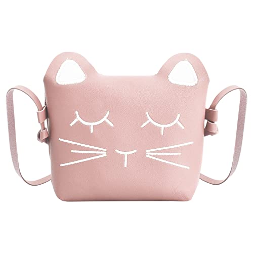 Daelesr Kinder Umhängetasche für Mädchen 2-12 Jahre, Süße Crossbody Taschen Klein mit Schnalle, PU Leder Katze Messenger Bag Prinzessin Taschen, Mini Kindertasche Schultertasche für Kleinkind (Rosa) von Daelesr