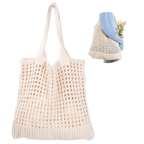 Daelesr Strand Tasche Damen Umhängetasche, Hohle Strickhandtasche, Gewebte Mesh Schultertaschen, Crochet Beach Tote Bags Sommer Casual Tasche für Den Täglichen Gebrauch Urlaub Picknick (Aprikose) von Daelesr