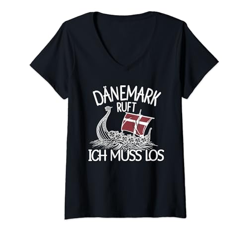 Damen Dänemark ruft - Dänemark T-Shirt mit V-Ausschnitt Damen Dänemark ruft - Dänemark T-Shirt mit V-Ausschnitt von Dänemark Designs nicht nur für Dänen