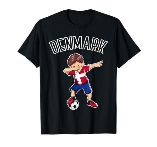 Dabbing Fußball Jungen mit Dänemark Trikot Kinder T-Shirt von Dänemark Trikot für Kinder Denmark