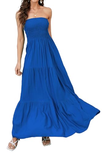 Daenery Tr?gerloses Maxikleid f¨¹r Damen, A-Linie, Schlauch-Top, r¨¹ckenfrei, l?ssiges Sommerkleid von Daenery