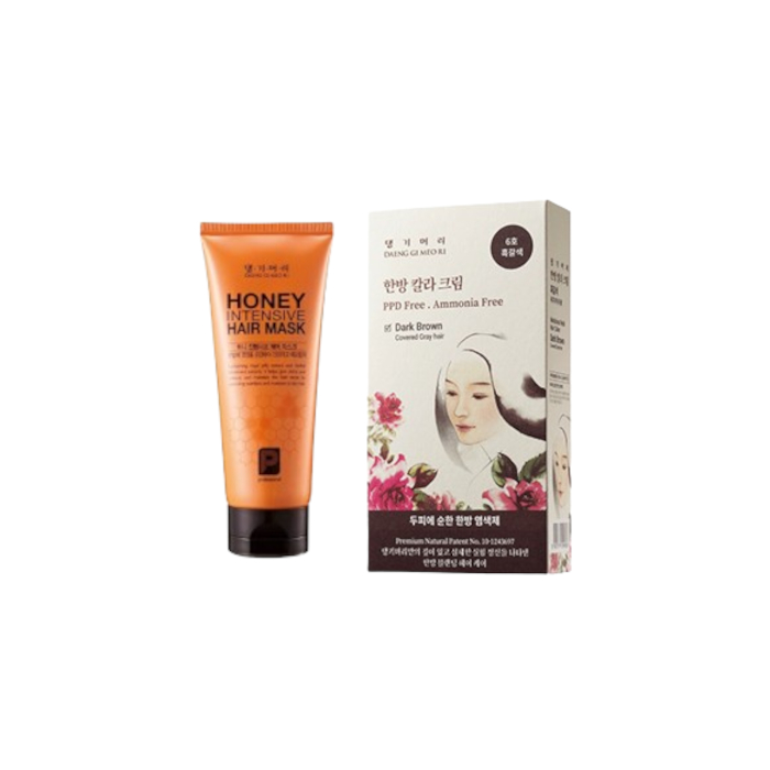 Daeng gi Meo Ri - Honey Intensive Hair Mask - 150ml + Medicinal Herb Hair Color - 120g - Dark Brown Set von Daeng gi Meo Ri