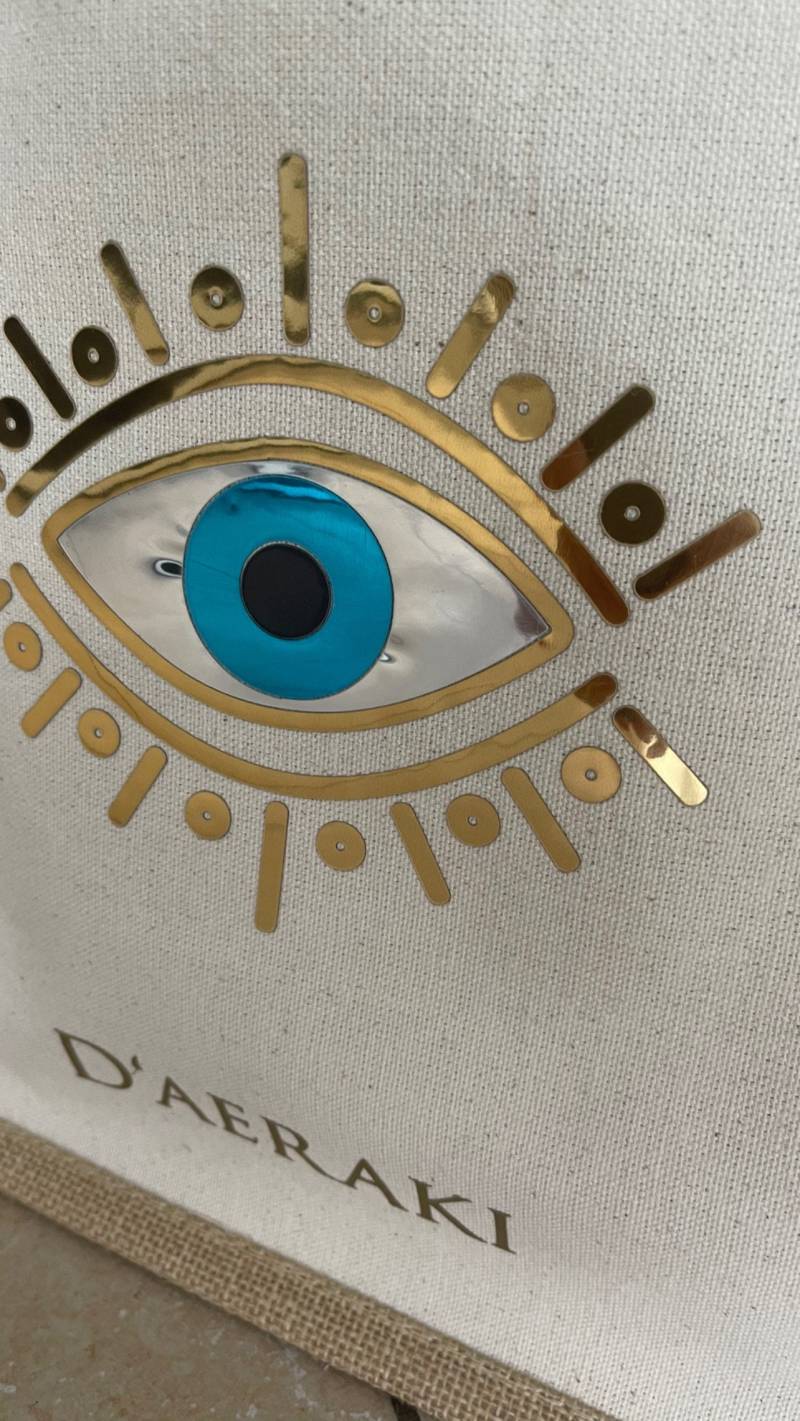 Beach Bag - Evil Eye | Strandtasche Shopper Jute Tragetasche Beach Bag - Evil Eye | Strandtasche Shopper Jute Tragetasche von Daeraki