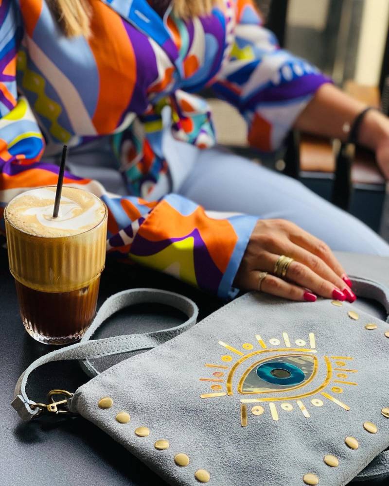 Cross Body Bag - Evil Eye | Handtasche Clutch Umhängetasche Ledertasche Versch. Farben von Daeraki