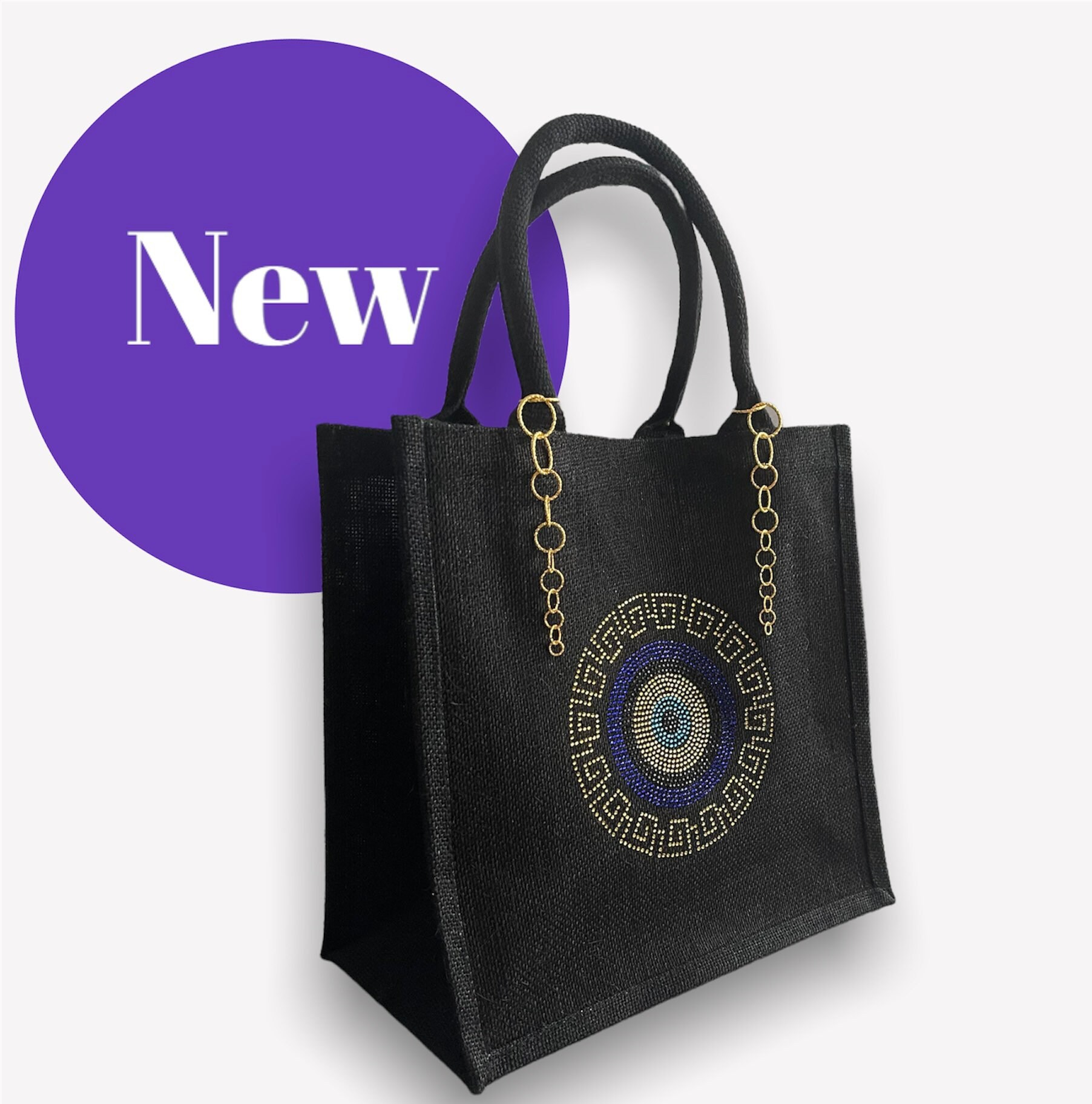 Jute Bag Evil Eye - Strass von Daeraki