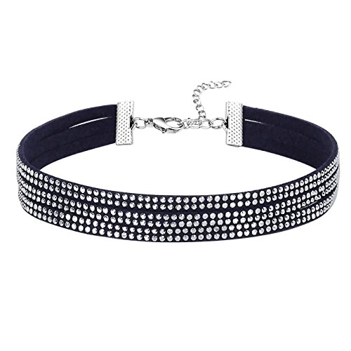 Daesar Choker Kette Damen Mädchen, Tattoo Halskette Choker Dunkelbau Breit 15MM mit Zirkonia Kropfbänder in Bijouterie von Daesar