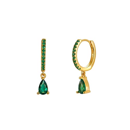 Daesar Creole Silber 925, Frauen Ohrringe mit Grün Tropfen Zirkonia Modeschmuck Damen Ohrringe Gold für Hochzeit von Daesar