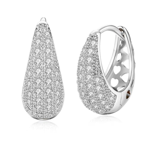 Daesar Creolen 375 Weißgold, Damen Ohrringe mit Moissanit Ohrringe Creolen Nickelfrei in Bijouterie von Daesar