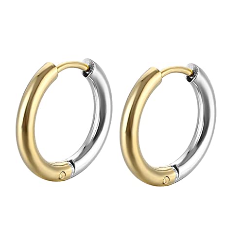 Daesar Creolen Ohrringe Edelstahl, Creolen Damen Herren Bicolor Rund Silber Gold Ohrringe Nickelfre in Bijouterie von Daesar