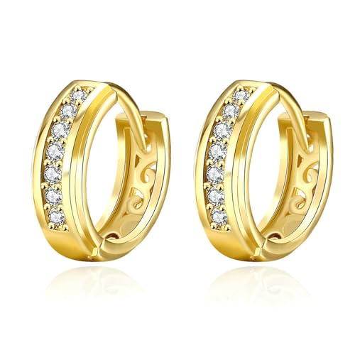Daesar Damen Creolen Gold 750, Ohrringe Hoop mit Diamant Hochzeit Creolen Ohrringe Allergiefrei von Daesar