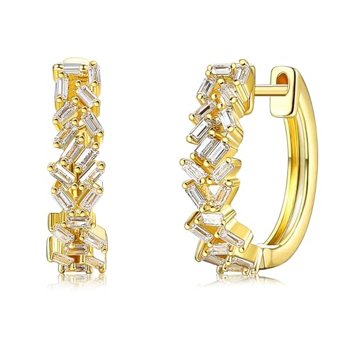 Daesar Damen Creolen Gold 750, Ohrringe Hoop mit Moissanit Hochzeit Creolen Ohrringe Nickelfrei von Daesar