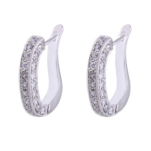 Daesar Damen Creolen Weißgold 375, Ohrringe U Form mit Moissanit Hochzeit Creolen Ohrringe Allergiefrei von Daesar