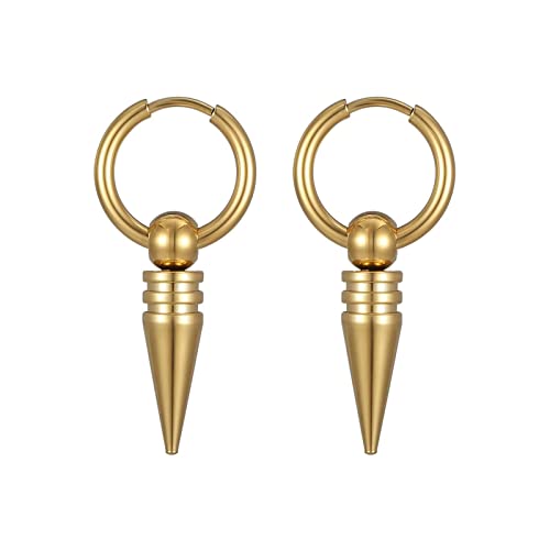 Daesar Damen Herren Ohrringe Hängend Modeschmuck, Ohrhänger Hoop mit Anhänger Geometrie Ohrringe Edelstahl Nickelfrei Gold von Daesar