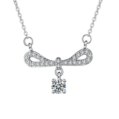 Daesar Damen Kette Weißgold 375 Echtgold, Charm Anhänger Knoten mit Diamant Halskette Weißgold 45CM für Frauen von Daesar
