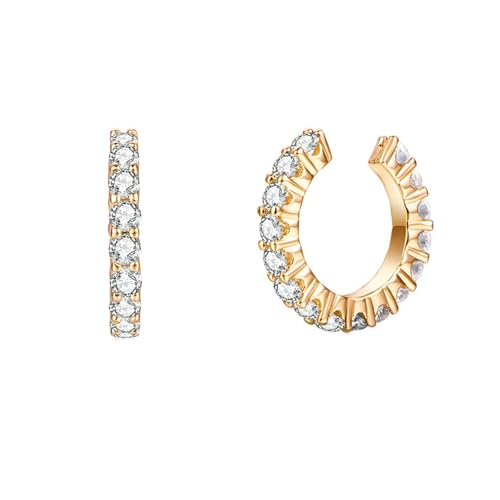 Daesar Damen Ohrclips ohne Ohrlöcher Gold 375, Ohrringe Ohrklemme Hoop mit Moissanit Hochzeit Ohrclips Ear Cuff Allergiefrei von Daesar