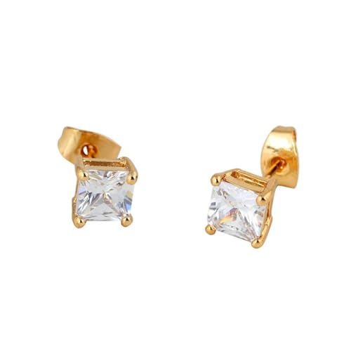 Daesar Damen Ohrringe Gold 750 Echtgold, Ohrstecker 7MM Quadrat Moissanit Hochzeit Ohrringe Frauen Nickelfrei von Daesar