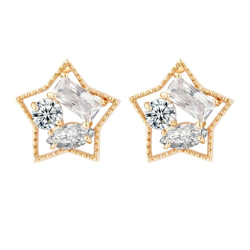 Daesar Damen Ohrringe Gold 750 Echtgold, Ohrstecker Stern mit Moissanit Hochzeit Ohrringe Frauen Nickelfrei von Daesar