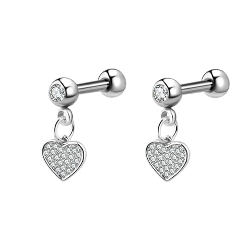 Daesar Damen Ohrringe Weißgold 375 Echtgold, Ohrhänger Herz mit Moissanit Ohrringe Hochzeit Braut Allergiefrei von Daesar