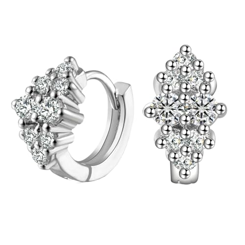 Daesar Damen Ohrringe Weißgold 750 Echtgold, Creolen Blume mit Moissanit Hochzeit Ohrringe Creolen Frauen Nickelfrei von Daesar