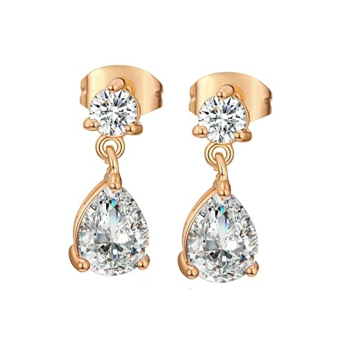 Daesar Damen Ohrstecker Gold 375, Ohrringe mit Tropfen Moissanit Hochzeit Ohrstecker Allergiefrei von Daesar