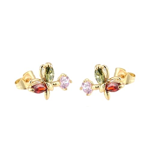 Daesar Damen Ohrstecker Gold 585, Ohrringe Schmetterling mit Grün Turmaline Hochzeit Ohrstecker Allergiefrei von Daesar