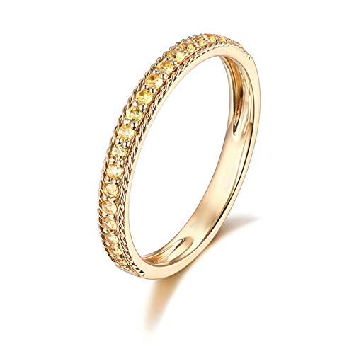 Daesar Damen Ring 18K Gold Eckig Schmal Rund Gelb Saphir 0.21ct Ehering Nickelfrei Hochzeitsring Gold Große 56 (17.8) von Daesar