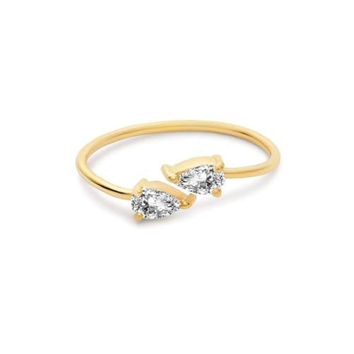 Daesar Damen Ring 375 Gold, Verlobungsring Offen mit Tropfen Moissanit Trauringe Eheringe Nickelfrei Gr.62 (19.7) von Daesar