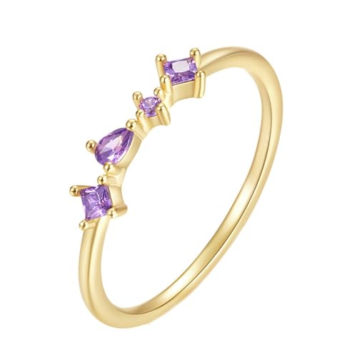 Daesar Damen Ring 375 Gold, Verlobungsring Zierlich mit Amethyst Trauringe Eheringe Nickelfrei Größe 57 (18.1) von Daesar