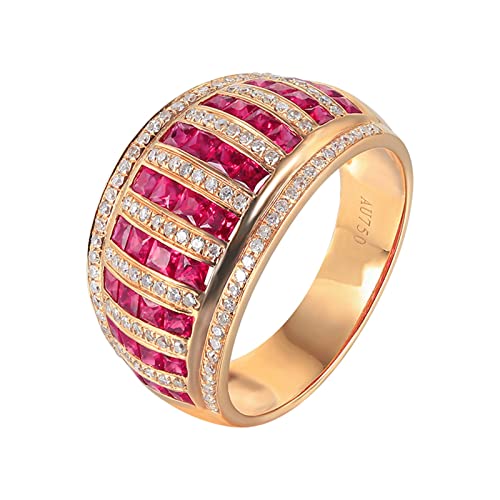 Daesar Damen Ring 375 Gold, Verlobungsringe Breit mit 1.8ct Rubin Bandring Eheringe Jahrestag Hochzeit Ringe Frauen Große 54 (17.2) von Daesar