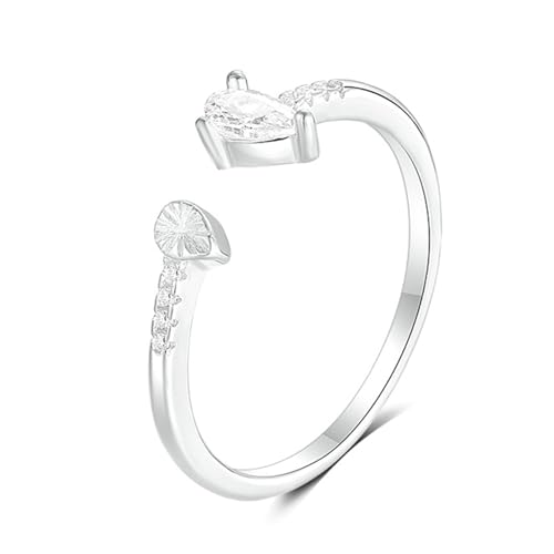 Daesar Damen Ring 375 Weißgold, Verlobungsring Kleeblatt mit Moissanit Offen Trauringe Eheringe Nickelfrei Gr.58 (18.5) von Daesar