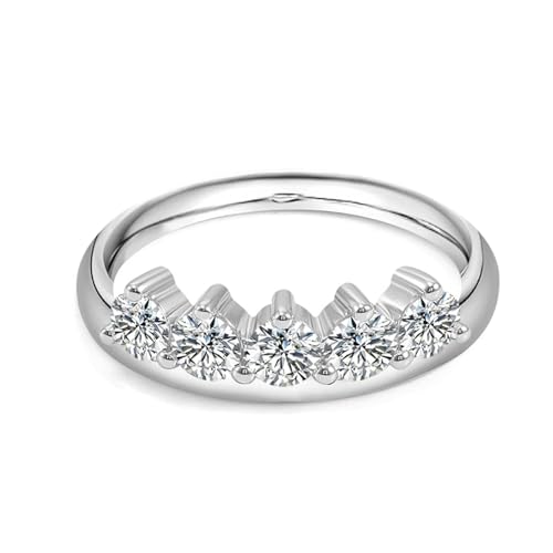 Daesar Damen Ring 375 Weißgold, Verlobungsring Krone mit 3.5MM Moissanit Trauringe Eheringe Nickelfrei Große 51 (16.2) von Daesar