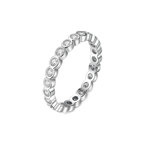 Daesar Damen Ring 375 Weißgold, Verlobungsringe 2.7MM mit Diamant Bandring Hochzeit Ringe Frauen Eheringe Nickelfrei Größe 59 (18.8) von Daesar