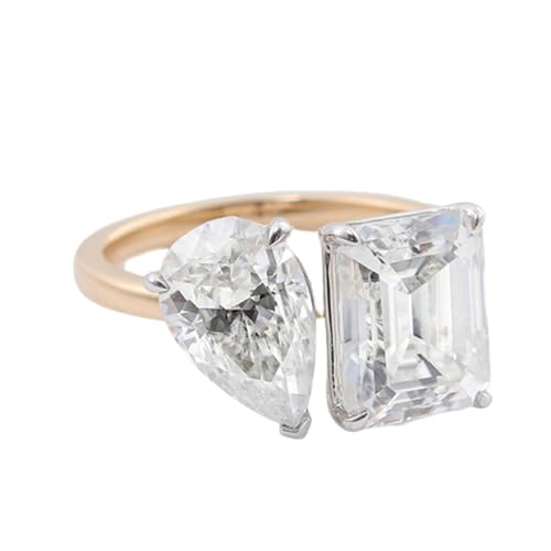 Daesar Damen Ring 585 Gold, Verlobungsring 2 Steine mit Moissanit Trauringe Eheringe Nickelfrei Gr.54 (17.2) von Daesar