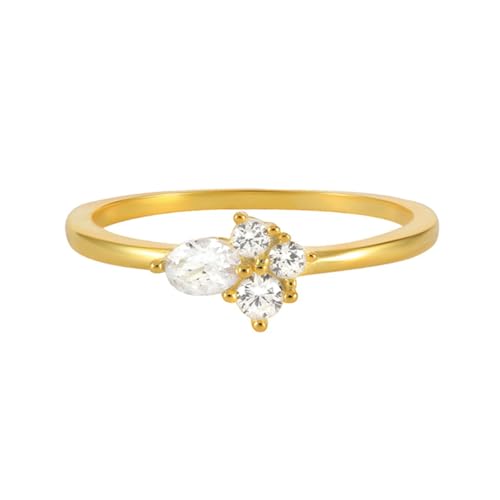 Daesar Damen Ring 585 Gold, Verlobungsring Geometrie mit Moissanit Trauringe Eheringe Nickelfrei Gr.59 (18.8) von Daesar