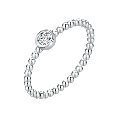 Daesar Damen Ring 585 Weißgold, Verlobungsring Solitär mit Moissanit Trauringe Eheringe Nickelfrei Gr.59 (18.8) von Daesar