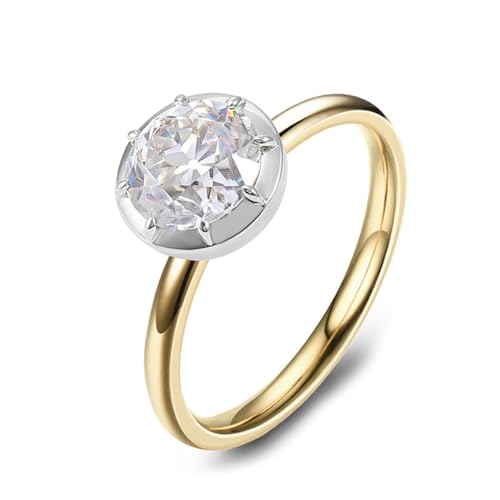 Daesar Damen Ring 750 Bicolor, Verlobungsring Solitär mit 2ct Moissanit Trauringe Eheringe Nickelfrei Gr.56 (17.8) von Daesar