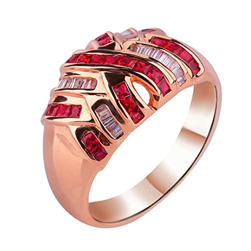 Daesar Damen Ring 750 Rotgold, Verlobungsringe Geometrie mit 0.7ct Rubin Eheringe Jahrestag Hochzeit Ringe Frauen Gr.57 (18.1) von Daesar