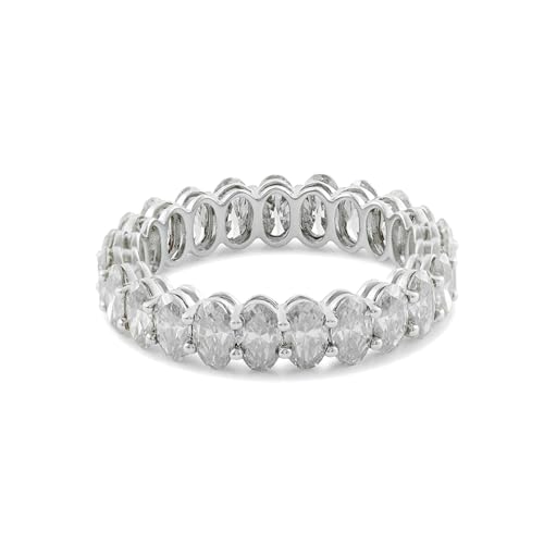 Daesar Damen Ring 750 Weißgold, Verlobungsring Bandring mit Oval Moissanit Trauringe Eheringe Nickelfrei Gr.51 (16.2) von Daesar