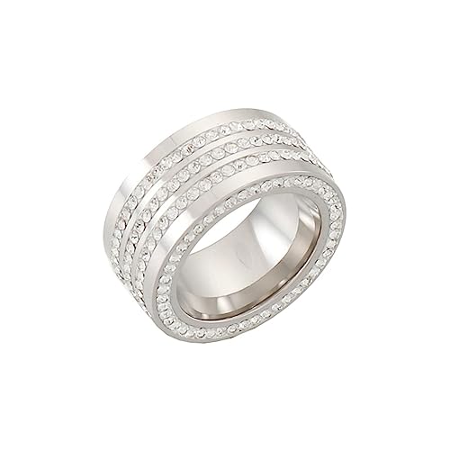 Daesar Damen Ring Edelstahl, Ring Personalisiert Breit 11MM mit Zirkonia Bandring Hochzeit Ringe Frauen Nickelfrei Silber Große 57 (18.1) von Daesar