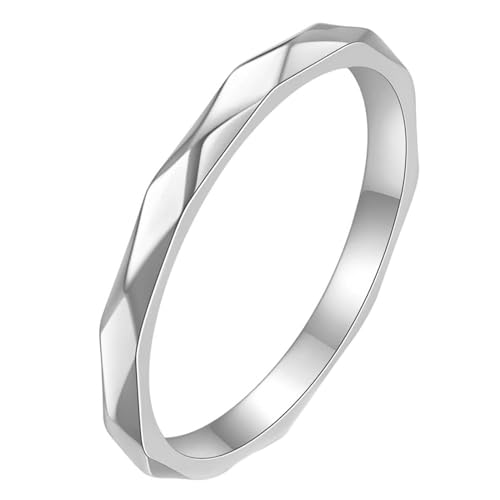 Daesar Damen Ring Personalisiert, Ringe Edelstahl 2MM Schmal Silber Ring Große 57 (18.1) von Daesar