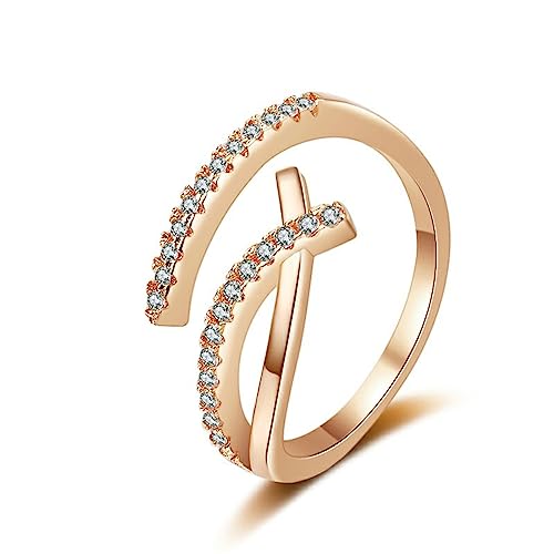 Daesar Damen Ring Rotgold 750, Verlobungsringe Unendlichkeit mit Diamant Eheringe Hochzeit Ringe Frauen Nickelfrei Größe 61 (19.4) von Daesar