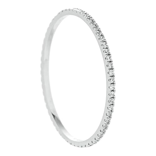 Daesar Damen Ring Weißgold 585, Verlobungsringe 2.5MM mit Diamant Bandring Eheringe Hochzeit Ringe Frauen Nickelfrei Gr.52 (16.6) von Daesar