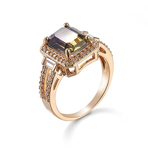 Daesar Damen Ringe Verlobung, Ring Vergoldet Rechteck mit Gelb Violett Zirkonia Gold Ring Frauen Jugendstil Gr.54 (17.2) von Daesar