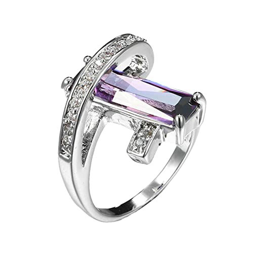 Daesar Damen Ringe Verlobung, Ring Versilbert mit Lila Rechteck Zirkonia Silber Ring Frauen Jugendstil Gr.57 (18.1) von Daesar
