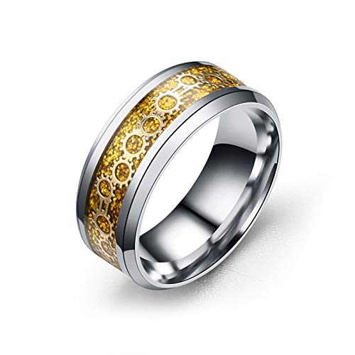 Daesar Edelstahl Herren Ring Ehering Trauring Zahnräder Rund 8 MM Hochzeitsring Gold Silber Partnerringe Preis für 1 Pcs Große 60 (19.1) von Daesar