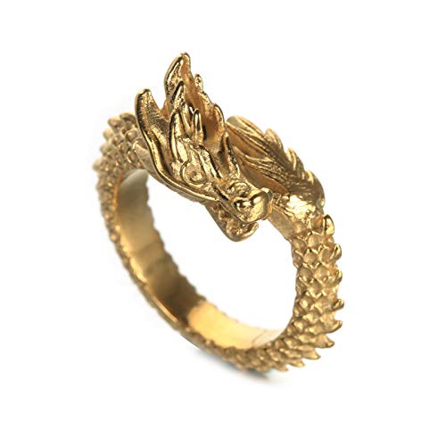 Daesar Edelstahl Herren Ringe Gold Drachen Männer Ring Partnerringe Große 57 (18.1) von Daesar